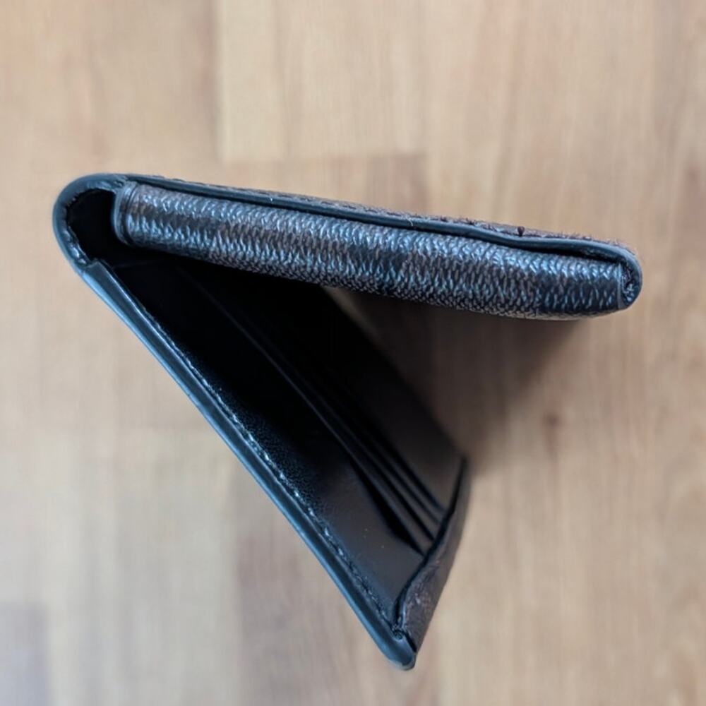 Coach Wallet Unisex Signature Black/Brown Leather Card Holder Tech Phone Wallet - Picture 4 of 8